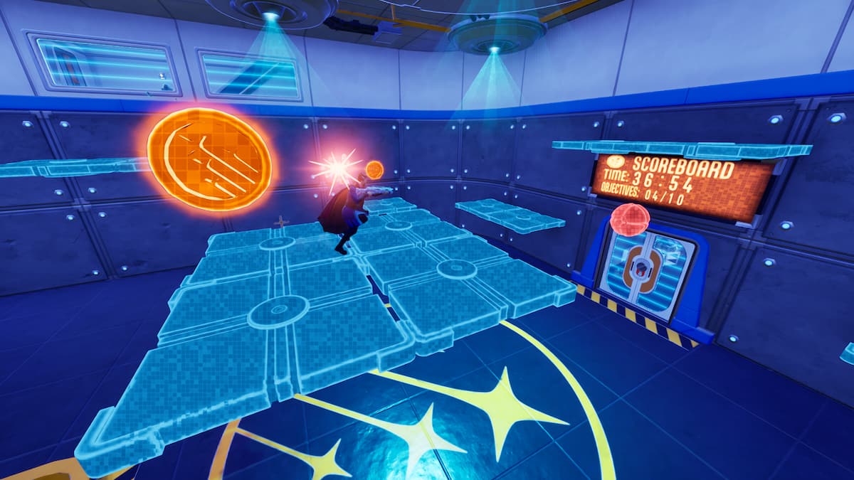 Picture showing the player playing the Supernova Academy secret vault mini game in Fortnite.